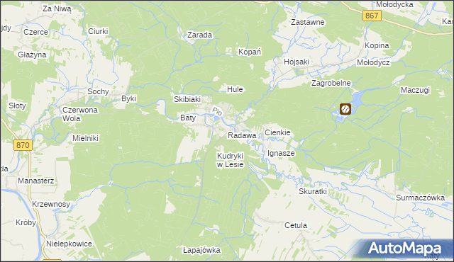 mapa Radawa, Radawa na mapie Targeo