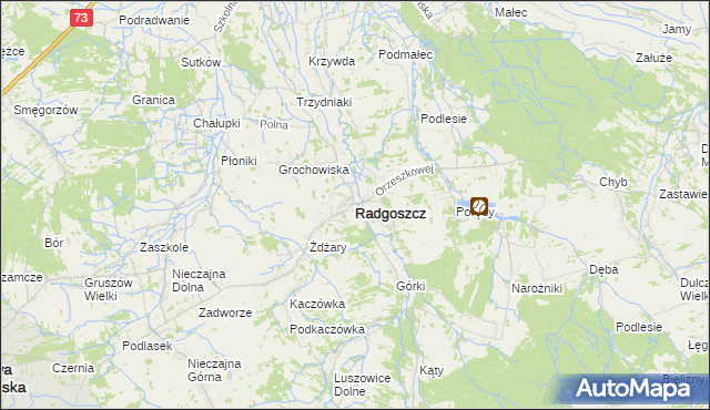 mapa Radgoszcz powiat dąbrowski, Radgoszcz powiat dąbrowski na mapie Targeo