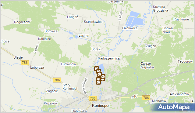 mapa Radoszewnica, Radoszewnica na mapie Targeo