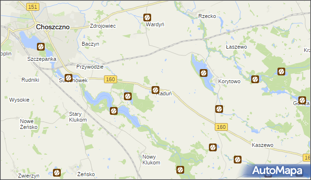 mapa Raduń gmina Choszczno, Raduń gmina Choszczno na mapie Targeo