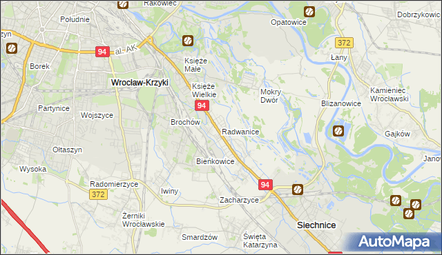 mapa Radwanice gmina Siechnice, Radwanice gmina Siechnice na mapie Targeo