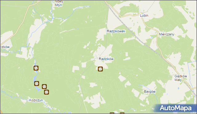 mapa Radzików gmina Cybinka, Radzików gmina Cybinka na mapie Targeo