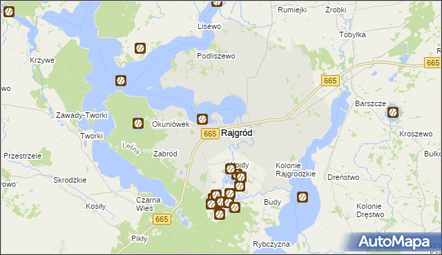 mapa Rajgród powiat grajewski, Rajgród powiat grajewski na mapie Targeo