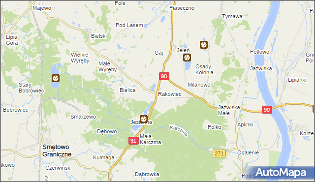 mapa Rakowiec gmina Gniew, Rakowiec gmina Gniew na mapie Targeo