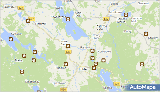 mapa Ramoty gmina Łukta, Ramoty gmina Łukta na mapie Targeo