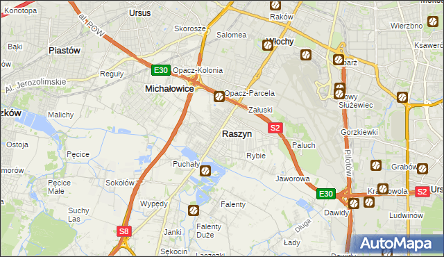 mapa Raszyn powiat pruszkowski, Raszyn powiat pruszkowski na mapie Targeo