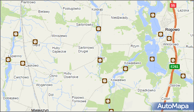 mapa Recz gmina Rogowo, Recz gmina Rogowo na mapie Targeo