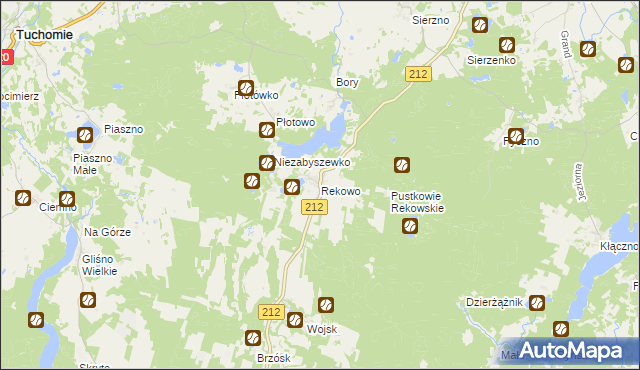 mapa Rekowo gmina Bytów, Rekowo gmina Bytów na mapie Targeo