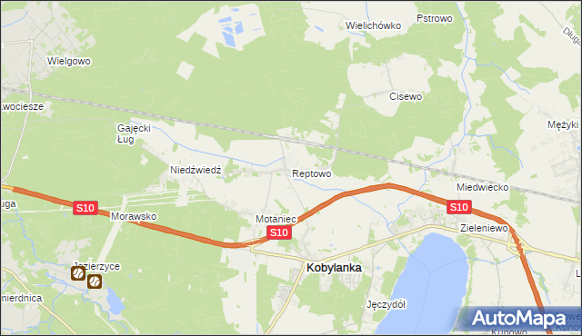 mapa Reptowo gmina Kobylanka, Reptowo gmina Kobylanka na mapie Targeo