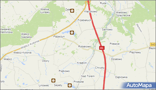 mapa Robakowo gmina Stolno, Robakowo gmina Stolno na mapie Targeo