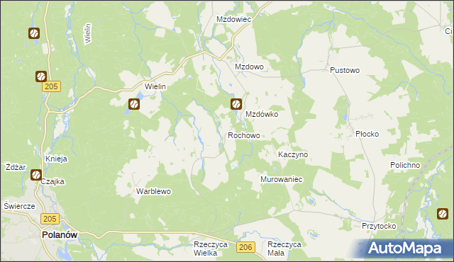 mapa Rochowo, Rochowo na mapie Targeo