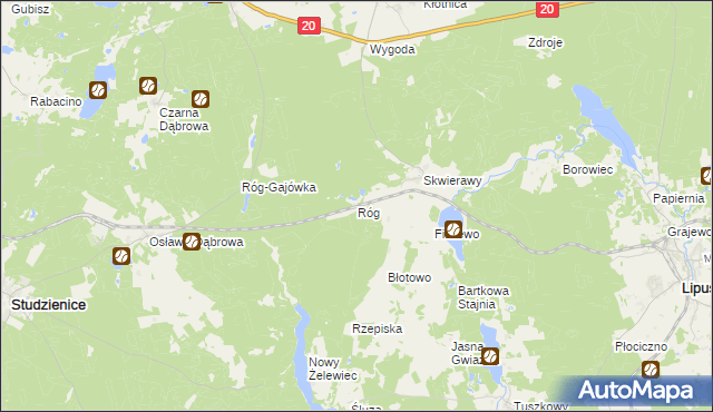 mapa Róg gmina Studzienice, Róg gmina Studzienice na mapie Targeo