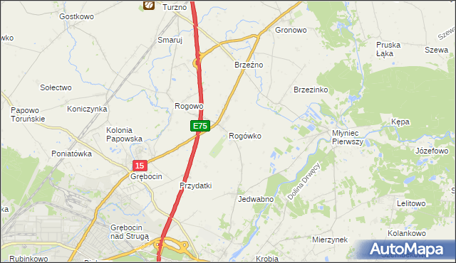 mapa Rogówko gmina Lubicz, Rogówko gmina Lubicz na mapie Targeo