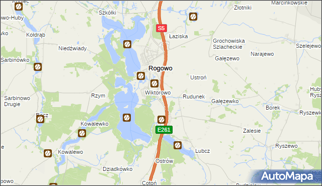 mapa Rogówko gmina Rogowo, Rogówko gmina Rogowo na mapie Targeo