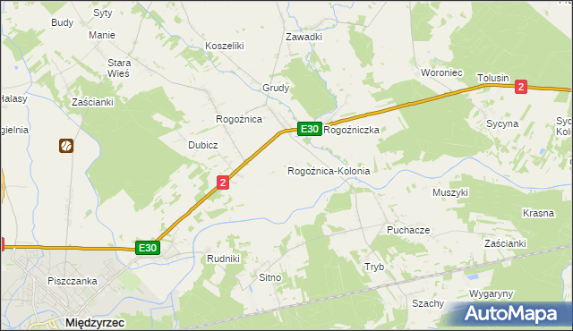 mapa Rogoźnica-Kolonia, Rogoźnica-Kolonia na mapie Targeo