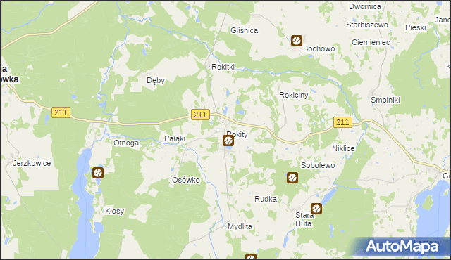 mapa Rokity gmina Czarna Dąbrówka, Rokity gmina Czarna Dąbrówka na mapie Targeo