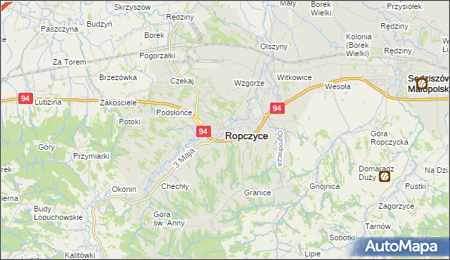 mapa Ropczyce, Ropczyce na mapie Targeo