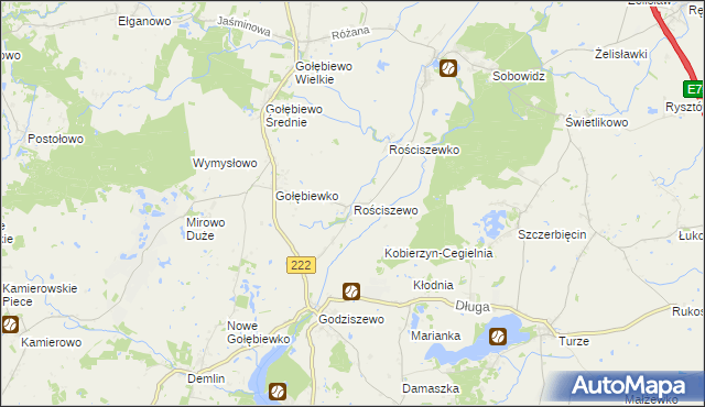 mapa Rościszewo gmina Trąbki Wielkie, Rościszewo gmina Trąbki Wielkie na mapie Targeo