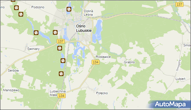 mapa Rosławice, Rosławice na mapie Targeo