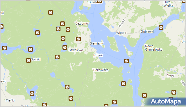 mapa Różek, Różek na mapie Targeo