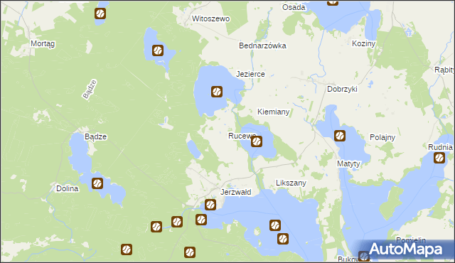 mapa Rucewo gmina Zalewo, Rucewo gmina Zalewo na mapie Targeo