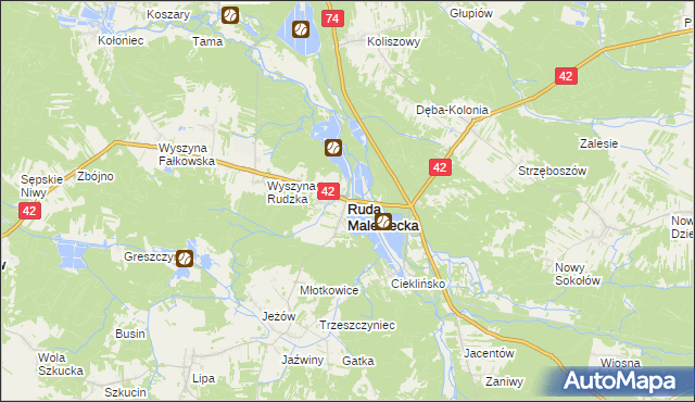 mapa Ruda Maleniecka, Ruda Maleniecka na mapie Targeo