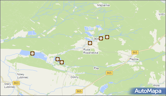 mapa Ruda Różaniecka, Ruda Różaniecka na mapie Targeo