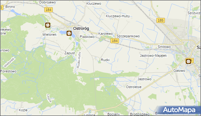 mapa Rudki gmina Ostroróg, Rudki gmina Ostroróg na mapie Targeo