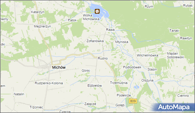 mapa Rudno gmina Michów, Rudno gmina Michów na mapie Targeo
