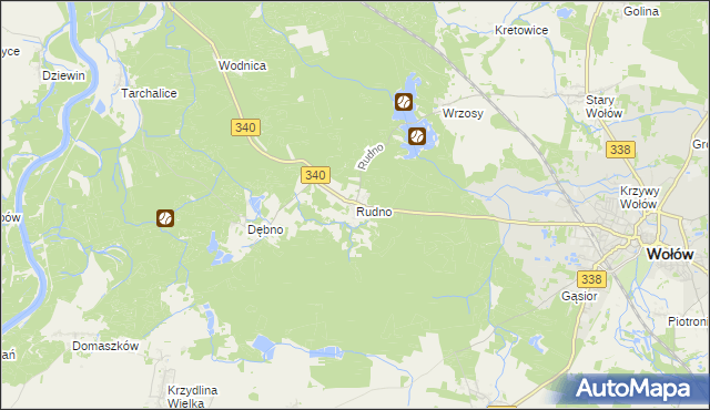 mapa Rudno gmina Wołów, Rudno gmina Wołów na mapie Targeo