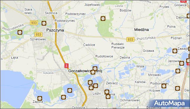 mapa Rudołtowice, Rudołtowice na mapie Targeo