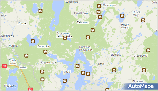 mapa Rudziska Pasymskie, Rudziska Pasymskie na mapie Targeo