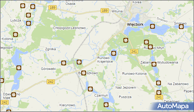 mapa Runowo Krajeńskie, Runowo Krajeńskie na mapie Targeo