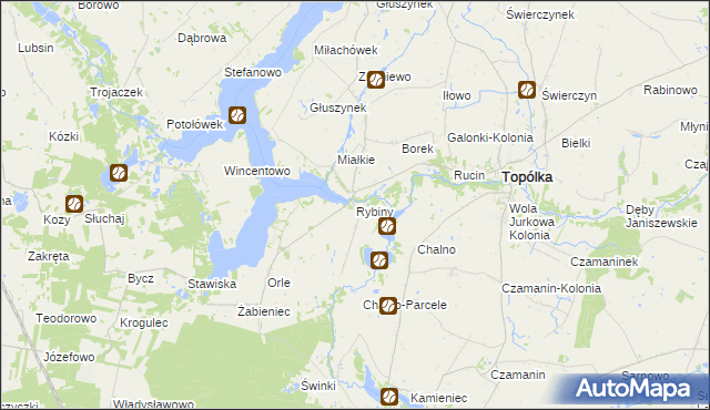 mapa Rybiny, Rybiny na mapie Targeo