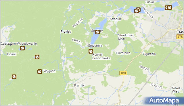 mapa Rychlik Leśniczówka, Rychlik Leśniczówka na mapie Targeo