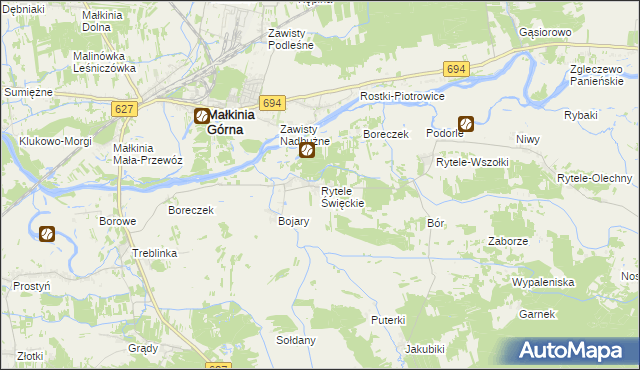 mapa Rytele Święckie, Rytele Święckie na mapie Targeo