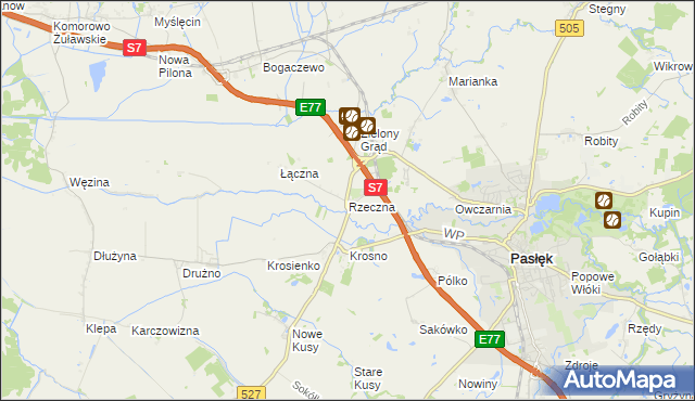 mapa Rzeczna, Rzeczna na mapie Targeo