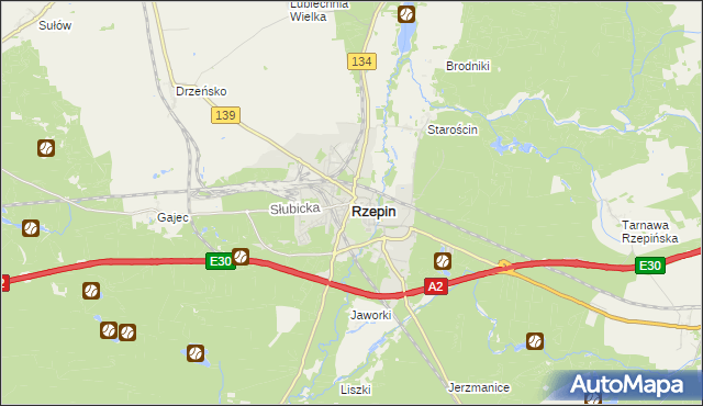 mapa Rzepin, Rzepin na mapie Targeo