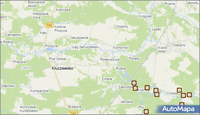 mapa Rzewuszyce, Rzewuszyce na mapie Targeo