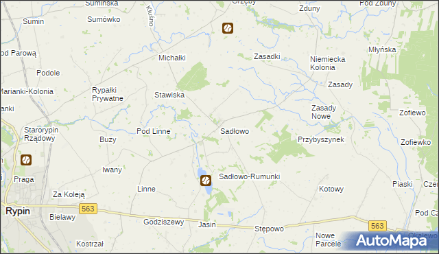 mapa Sadłowo gmina Rypin, Sadłowo gmina Rypin na mapie Targeo