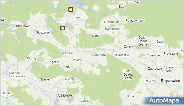 mapa Salamony gmina Czajków, Salamony gmina Czajków na mapie Targeo