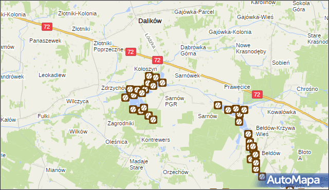 mapa Sarnów PGR, Sarnów PGR na mapie Targeo