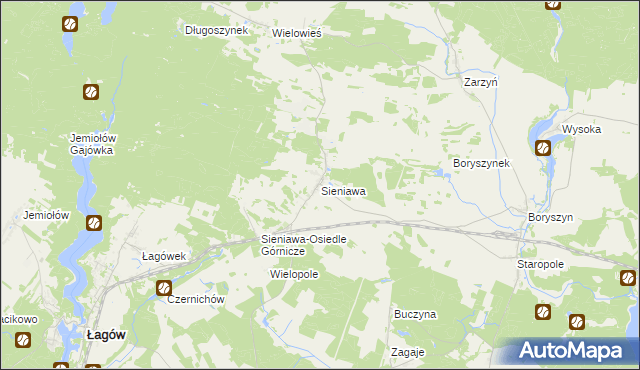 mapa Sieniawa gmina Łagów, Sieniawa gmina Łagów na mapie Targeo