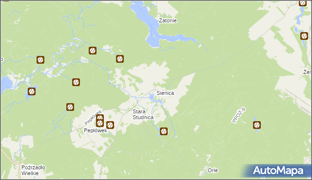 mapa Sienica gmina Kalisz Pomorski, Sienica gmina Kalisz Pomorski na mapie Targeo