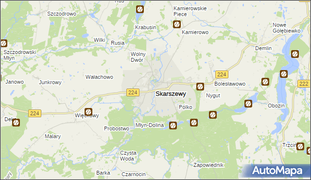 mapa Skarszewy powiat starogardzki, Skarszewy powiat starogardzki na mapie Targeo