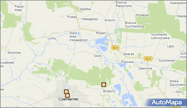 mapa Skoki gmina Czemierniki, Skoki gmina Czemierniki na mapie Targeo