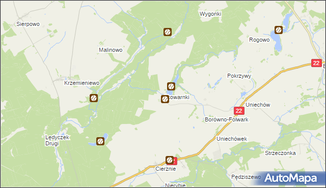 mapa Skowarnki, Skowarnki na mapie Targeo