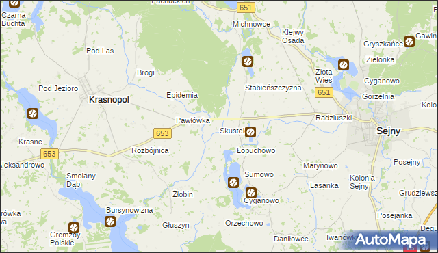 mapa Skustele, Skustele na mapie Targeo