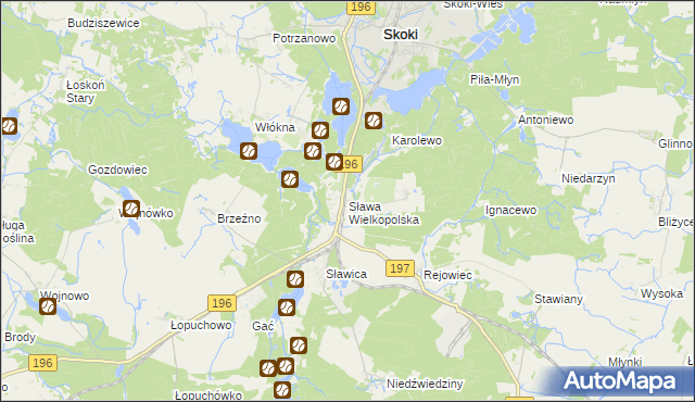 mapa Sława Wielkopolska, Sława Wielkopolska na mapie Targeo