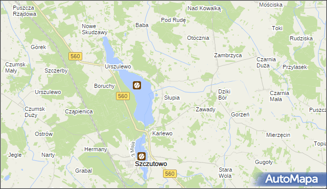 mapa Słupia gmina Szczutowo, Słupia gmina Szczutowo na mapie Targeo